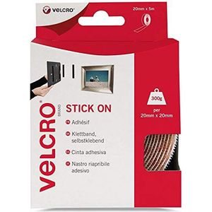 VELCRO Brand VEL-EC60216 klittenband-zelfklevende, 20 mm x 5 m rol-wit, 20 mm x 5 m
