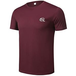 Sykooria T-shirt heren korte mouwen sportshirt heren slim fit trainingsshirt loopshirt korte mouwen sneldrogend ademend rode wijn XL, rood (rode wijn), XL