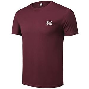 Sykooria T-shirt heren korte mouwen sportshirt heren slim fit trainingsshirt loopshirt korte mouwen sneldrogend ademend rode wijn XXL, rood (rode wijn), XXL/3XL