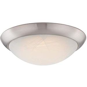 Temara 6110540ATE 28 cm dimbare LED-plafondlamp voor binnen, plat, geborsteld nikkel afwerking met wit albastglas