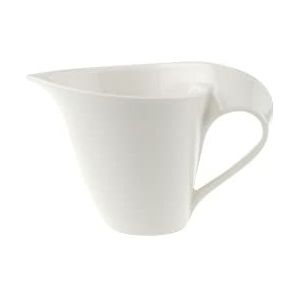 Villeroy en Boch NewWave melkkannetje, melkkan met gebogen handvat, premium porselein, vaatwasser- en magnetronbestendig, wit, 200 ml