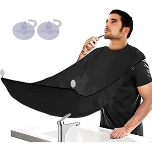 PARENCE. - Baardschort voor heren met zuignappen - haarverzamelaar, slabbetje, scheeraccessoire - zwart