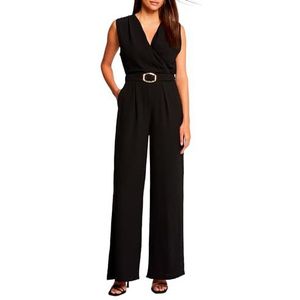 Morgan Jumpsuit brede pijpen detail gesp, Zwart, 40