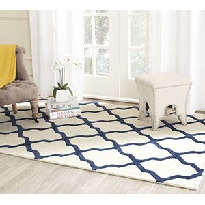 Safavieh Ava Wollen tapijt, gestructureerd, handgetuft 91 X 152 cm, ivoor/marineblauw