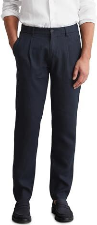 Marc O'Polo Linnen herenbroek met elastische tailleband, navy, 29W / 32L