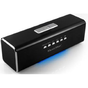 Musicman MA Soundstation Stereo-luidspreker met geïntegreerde accu (MP3-speler, radio, microSD-kaartsleuf, USB-sleuf) zonder display zwart