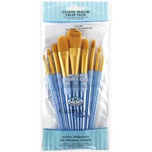 Royal en Langnickel Crafter's Choice Filbert en Wash Taklon Variety Brush Set - Goud (Pack van 9)