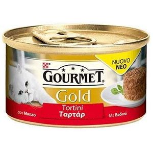 Purina Gourmet Gold Pasteitjes met groente, vochtige katten met kalkoen en spinazie, 24 blikjes à 85 g