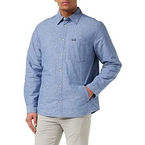 Wrangler Heren Shacket Shirt, Stone WASH Blue, Large