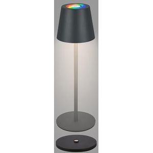 BRILONER - RGBW LED tafellamp draadloos IP44 met oplaadstation, traploos dimbaar,accu & lichtbron verwisselbaar,bedlamp, decoratieve lamp, LED lamp, oplaadbare tafellamp, restaurant, 36x12 cm,zwart