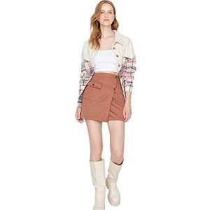 Trendyol Dames Mini Asymmetrische Regular Gebreide Rok, BRON, M