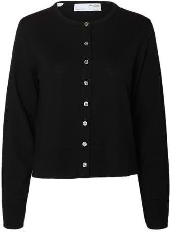 Selected - Thea - Vest - Ronde Hals - Lange Mouwen - Knoopsluiting - 100% Merinowol