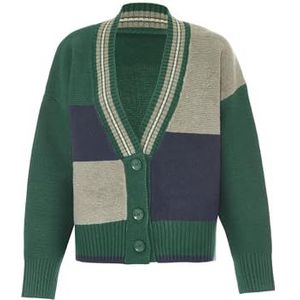 boline Dames veelkleurig gebreid vest cardigan sweater, groen, One Size