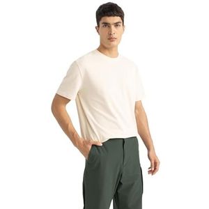 DeFacto Basic T-shirt voor heren, klassiek T-shirt voor mannen, Lt.stone, S