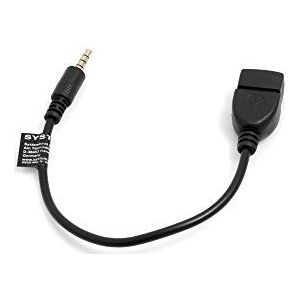 System-S USB type A (vrouwelijk) naar 3,5 mm jack geluid stekker AUX audio kabel, zwart