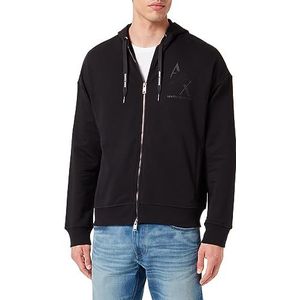 Armani Exchange Sweatshirt met capuchon voor heren met rits en logo, zwart, M