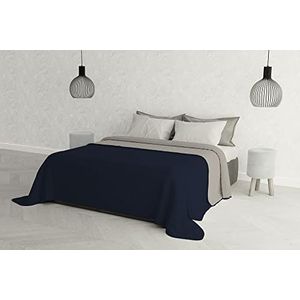 MB HOME ITALY Elegant"" Zomer Quilt, Donkerblauw/Lichtgrijs, 260x270 cm