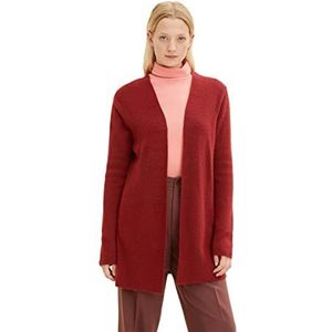 TOM TAILOR Dames Gebreide cardigan 1034465, 27785 - Dark Maroon Red Melange, S