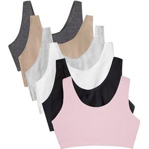 Fruit of the Loom Womens Built Up Tank Style Value Pack Sports Bra, Sand/White/Heather Grey/Black/Blushing Rose/Charcoal, 38 US