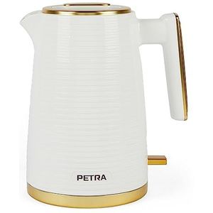 Petra PT5031WVDE Waterkoker 1,7 liter - 360° draaivoet, Strix-controlesysteem, antikalkfilter, eenvoudig af te lezen waterniveau, droogkooksensor, automatische uitschakelfunctie, 2200 W, wit/goud