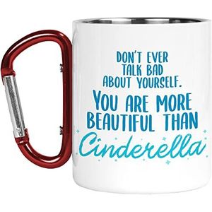 Karabijnhaak Mok | Camper Cup | Thermische Mokken | Niet Ever Talk Bad About Yourself | voor haar Assepoester prinses cadeau buitenshuis lopen |CMBH274