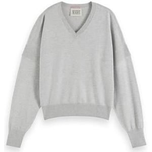 Scotch & Soda Dames Core V-hals relaxed pullover sweater, lichtgrijs gemêleerd 1161, L