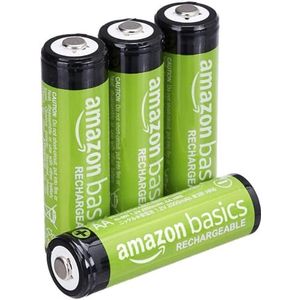 Voorgeladen oplaadbare AA-batterijen 2000 mAh / minimum van Amazon Basics: 1900 mAh [pak van 4 stuks] - buitenkant van de behuizing kan variëren