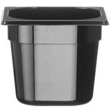 HENDI Gastronorm container zwart, temperatuurbestendig van -40° tot 110°C, met maatverdeling, vaatwasserbestendig, geur en smaakloos, 2.4L, polycarbonaat, GN 1/6, 176x162x(H)150mm, zwart
