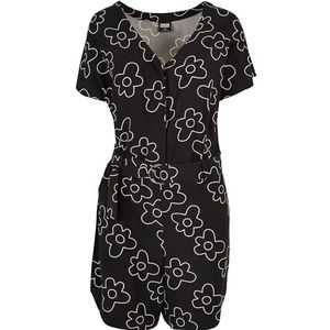 Urban Classics Dames Viscose Belt Jumpsuit, Dames T-shirt, Blackflower,