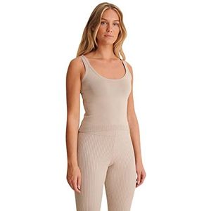 NA-KD Gebreide tanktop voor dames, Klei Grijs, S
