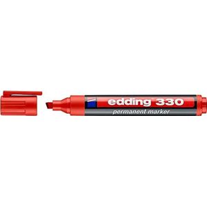 edding 330 permanent marker - rood - 10 stiften - beitelpunt 1-5 mm - watervast, sneldrogend - wrijfvast - voor karton, kunststof, hout, metaal, glas