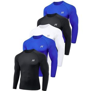 MEETWEE Compressieshirt voor heren, korte/lange mouwen, functioneel shirt voor mannen, sportshirt, training, fitnessshirt, ademend, loopshirt, onderhemd voor hardlopen, joggen, sport, gymzaal