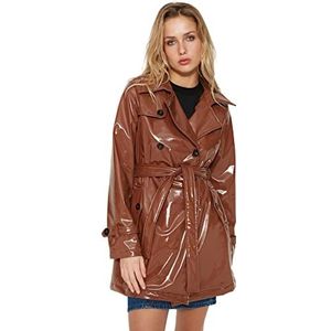 Trendyol Dames Gerade Lange Ärmel Regulär Regenmantel Trenchcoat, donkerbruin, 42