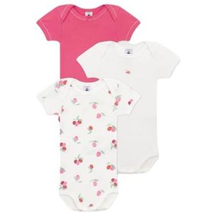 Petit Bateau Unisex baby we body's met korte mouwen (3-pack), variant 1, 6 Maanden