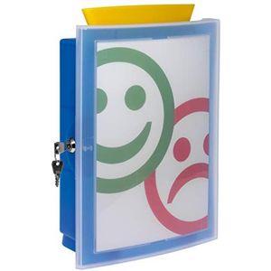 HAN Verzamelbox IMAGE'IN met transparante afsluitbare deur, vervangbaar motief, keuzurn, dispenserbox, Los, actiebox, voor wandmontage of vrijstaand met poten, 4102-64, doorschijnend blauw