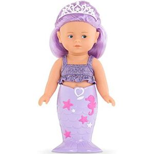 Corolle 9000240070 Mini-zeemeermin Naya, volvinylpop met halfblank haar, afneembare zeemeerminvin, 20 cm speelpop met vanillegeur, vanaf 3 jaar