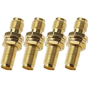 4 stks SMA Vrouwelijke naar Vrouwelijke Barrel Adapter SMA Vrouwelijke Bulkhead Connector Antenne Jack Adapter Verguld voor Draadloos LAN-apparaat SMA Coaxkabel
