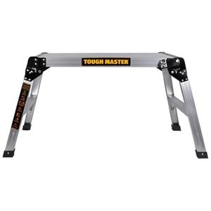 Aluminium werkplatform 760 x 300 mm 2 opstapladder opvouwbare hop-up vouwbank kruk werkplatform opvouwbaar ontwerp om op te zitten, binnen/buiten klusladder Tough Master