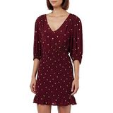 Pepe Jeans - Gunila - Jurk - Donkerrood - V-hals - Korte Lengte