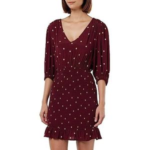 Pepe Jeans - Gunila - Jurk - Donkerrood - V-hals - Korte Lengte