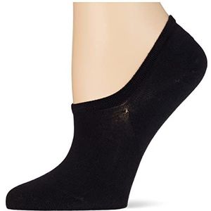 Nur Die Bamboe-sneakersokken, bijzonder zacht, onzichtbaar, korte sokken, antislip siliconen op de hiel voor dames, zwart, 35-38 EU