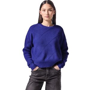 Pullover - Force Blue - Korte Gebreide Trui - Ronde Hals - Lange Mouwen