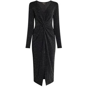 aleva Midi-jurk voor dames met glitterjurk, zwart, M