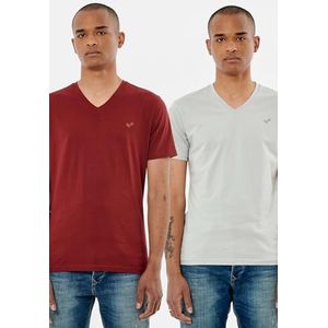 Kaporal, T-shirt voor heren, model Gift, kleur: bordeaux/grijs, maat L, Bourgondië/Grijs, L