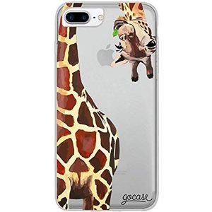 Gocase Giraffe hoes, compatibel met iPhone 7 Plus, transparant met opdruk, siliconen doorzichtige TPU-beschermhoes, krasbestendig telefoonhoesje