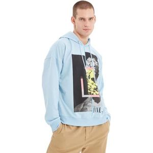 TRENDYOL MAN Katoenmix Sweatshirt - Blauw - Oversize S Blauw, Blauw, S
