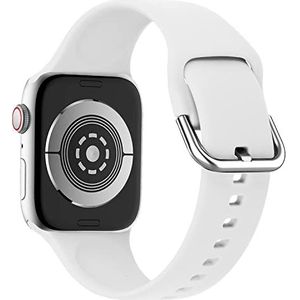 HiClothbo Compatibel met Apple Watch Band 42/44/45 mm, zachte siliconen sportarmband voor iWatch Ultra Series 8, 7, 6, 5, 4, 3, 2, 1, SE, Wihite, wit, 42/44/45mm