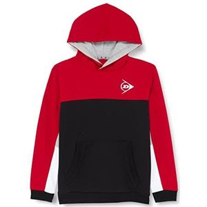 Dunlop Kids Essentials Sweatshirt met capuchon, uniseks, rood/zwart, maat 128, rood/zwart