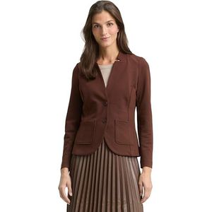 Tom Tailor - Sweatblazer Ottoman - Dark Pecan Brown - Met Opgestikte Zakken en Structuur