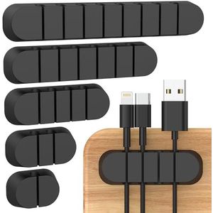 Kabelhouder, kabelclips, 3/5 stuks kabelmanagement, met 2 kleuren kabelorganizer voor bureau, netsnoer, USB-oplaadkabel, oplader, audiokabel, kantoor en privégebruikers